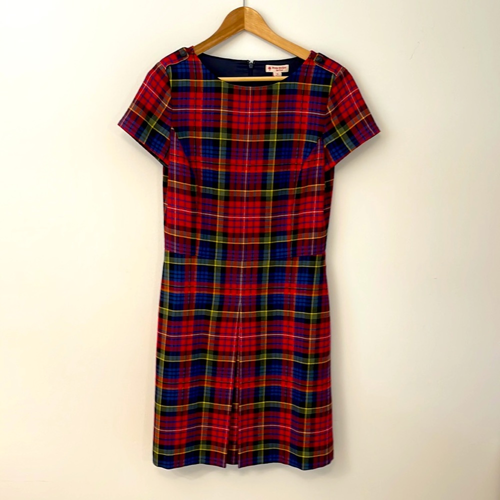 Brooks Brothers 100% Wool Plaid Pleated Dress Size 10